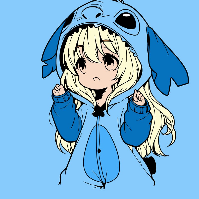 anime girl in a stitch onsie