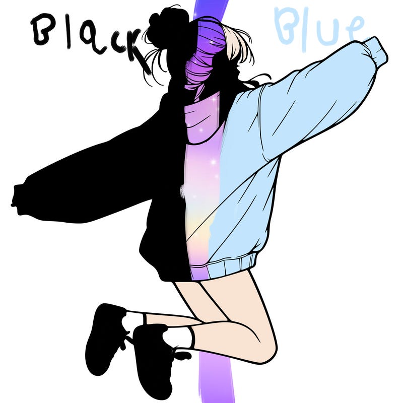 realistic girl jumping with a bun and oversized sweatshirt