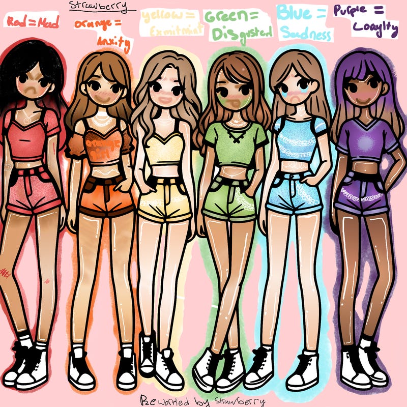 a group of girls wearing crop tops and shorts