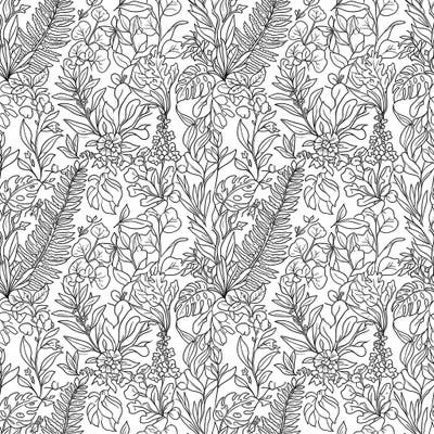Unleash your creativity with this beautifully detailed leaf line art pattern, featuring an abundance of botanical elements. This intricate design offers endless coloring possibilities for a relaxing and engaging experience.