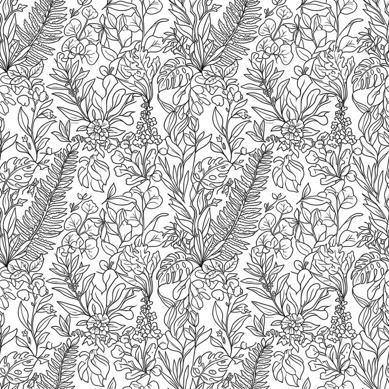 Unleash your creativity with this beautifully detailed leaf line art pattern, featuring an abundance of botanical elements. This intricate design offers endless coloring possibilities for a relaxing and engaging experience.