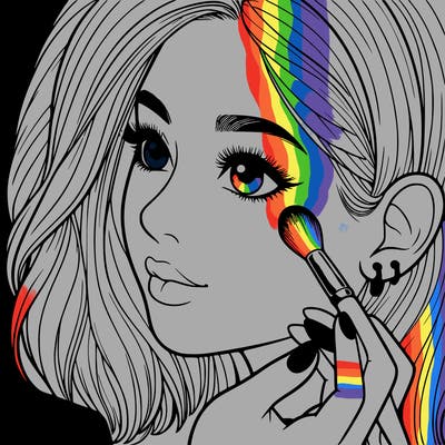a realistic girl doing her makeup