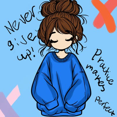 girl with baggy sweatshirt and messy bun