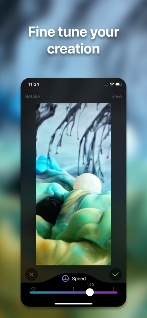 Live Wallpaper Maker: 4K Theme - Interface of the Live Wallpaper Maker app showing a speed adjustment slider for an abstract moving wallpaper.