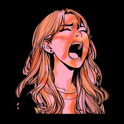 screaming realistic, girl