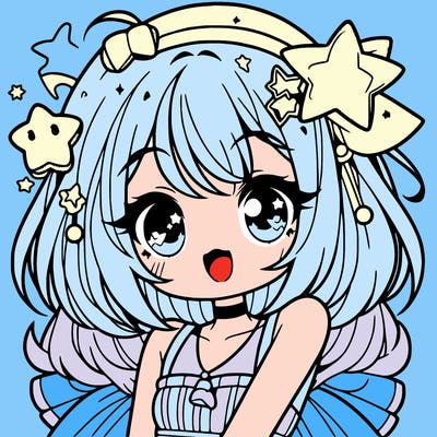 cute anime girl with star accessories