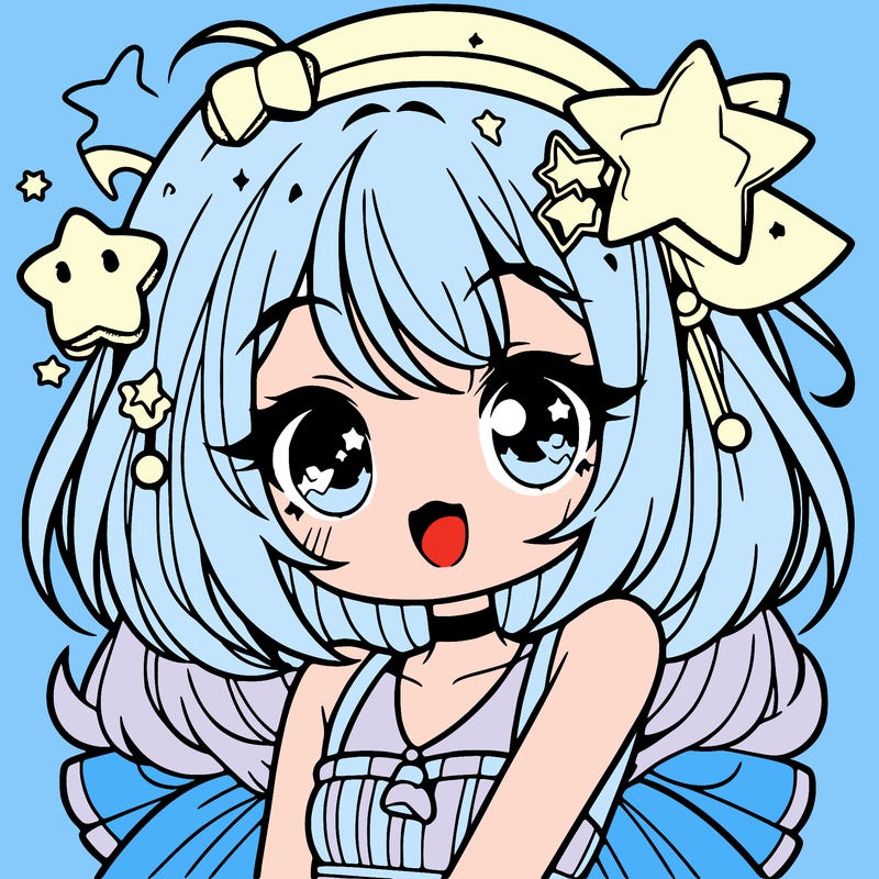 cute anime girl with star accessories