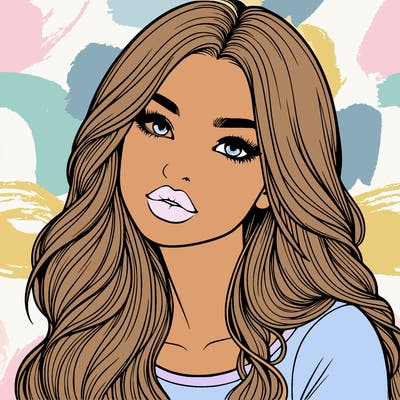 realistic girl with hair on her hair and lips