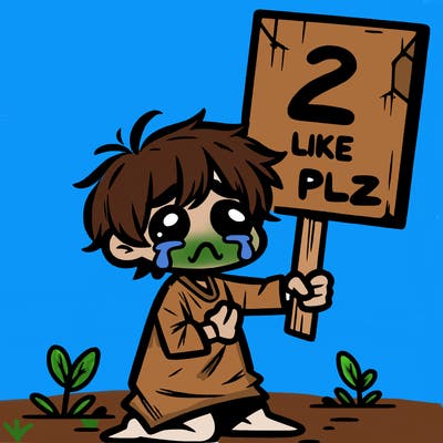 small poor toddler crying with sign that says 2 like plz