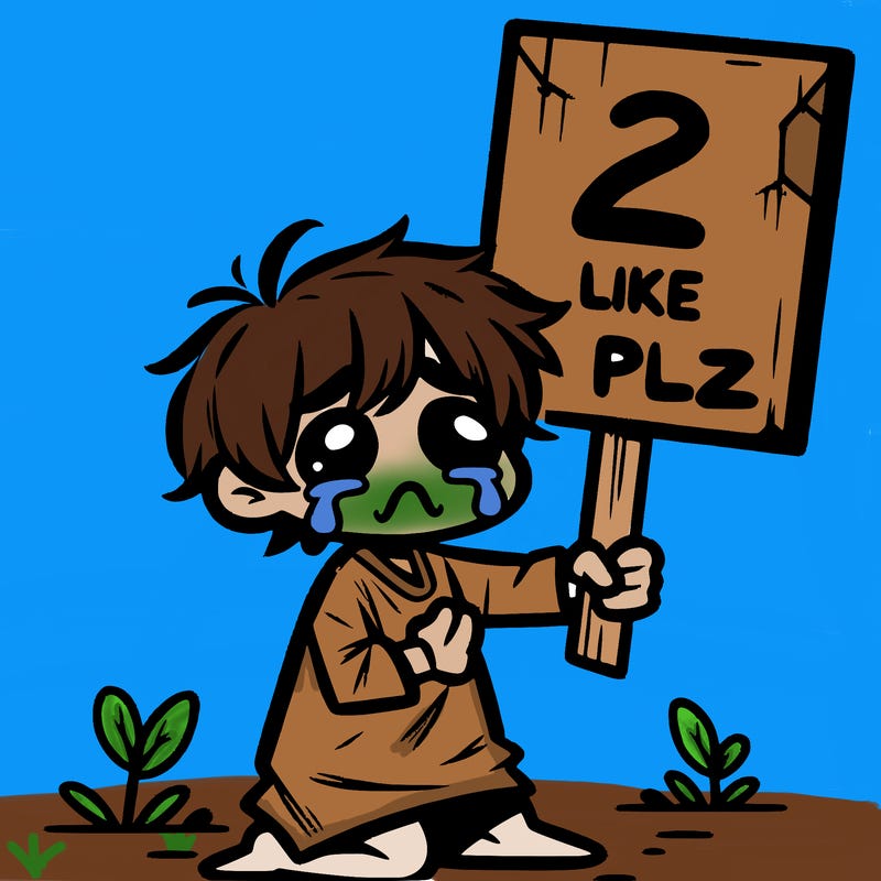 small poor toddler crying with sign that says 2 like plz