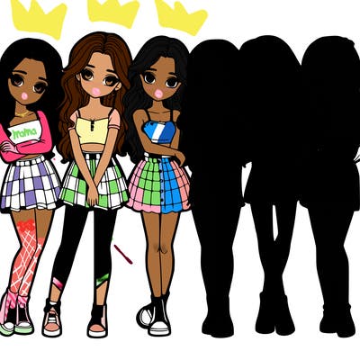 a group of girls realistic