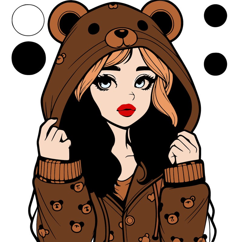 realistic girl in a animal pjs hoodie