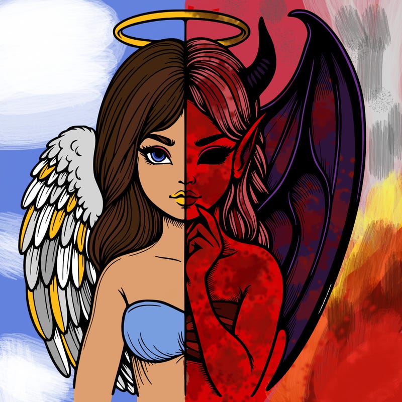 realistic angel half demon