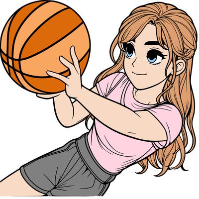 realistic girl playing basketball