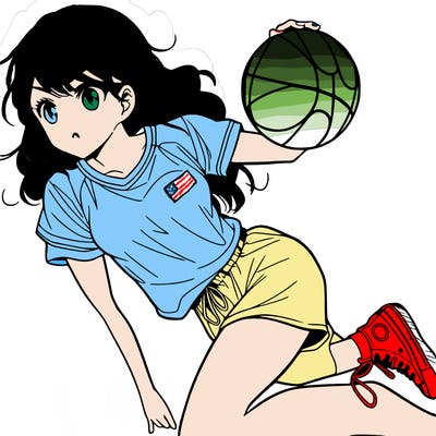 teen manga girl playing basketball