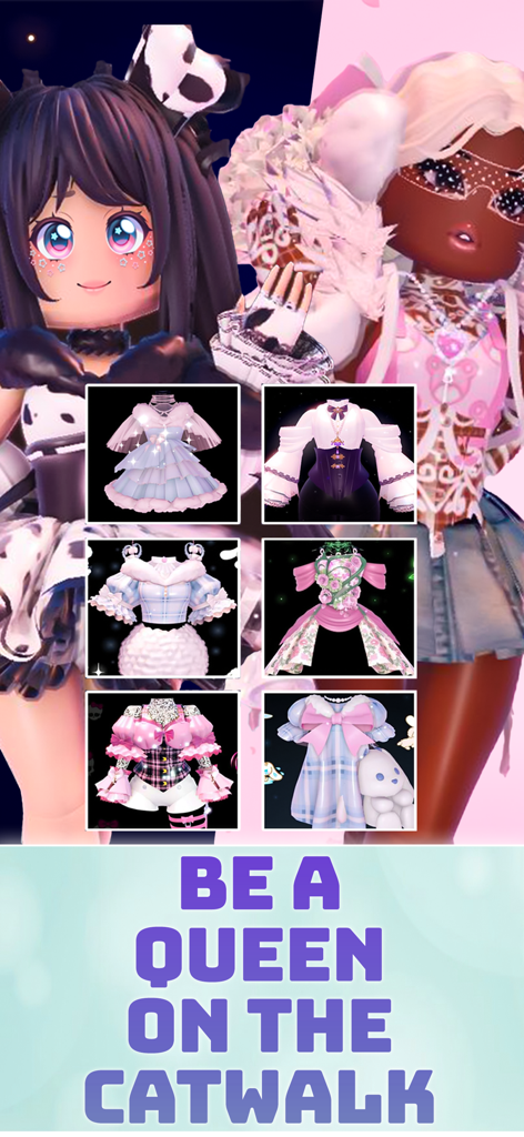 Famous Fashion Roblox Star - Two stylish avatars and a selection of outfits in Famous Fashion Roblox Star