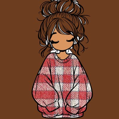 girl with baggy sweatshirt and messy bun
