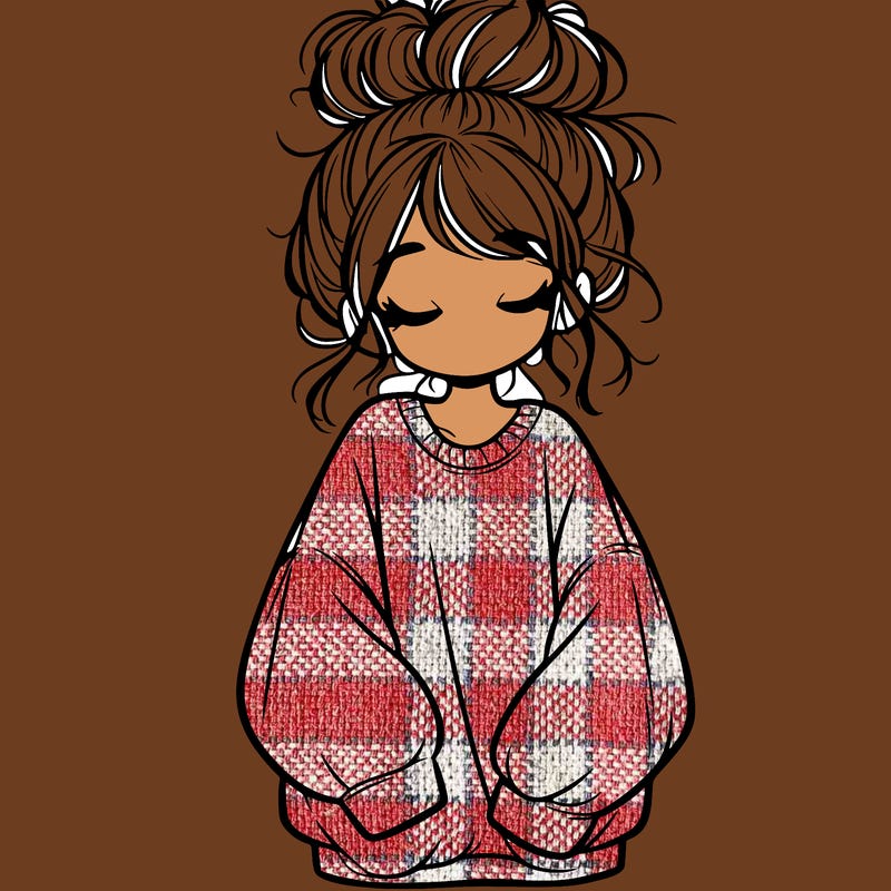 girl with baggy sweatshirt and messy bun