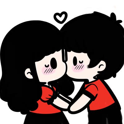 a girl and a boy kissing