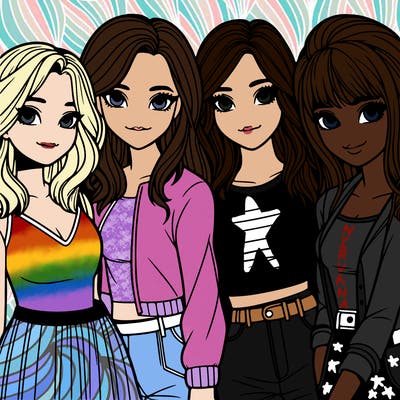 a group of girls realistic