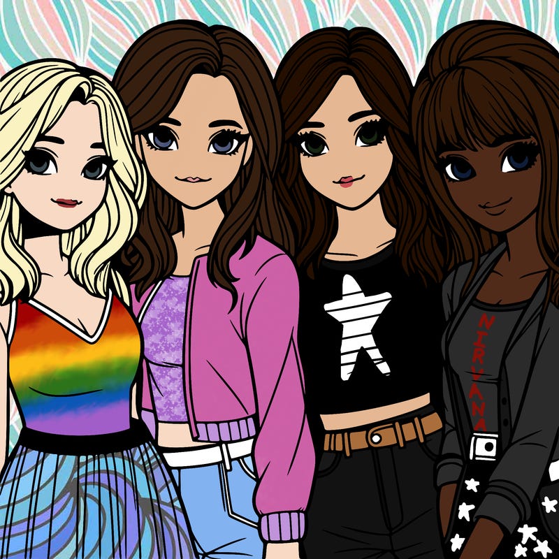 a group of girls realistic