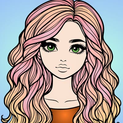realistic girl wavy hair