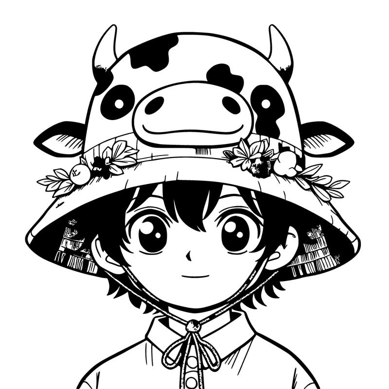girl  with  cow bucket hat  manga