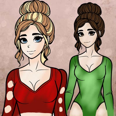 realistic girl with her hair in a bun in a body suit