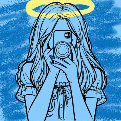 a realistic girl holding her phone taking pictures