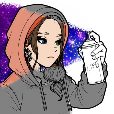 a realistic girl, spray painting