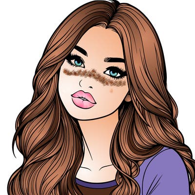 realistic girl with hair on her hair and lips