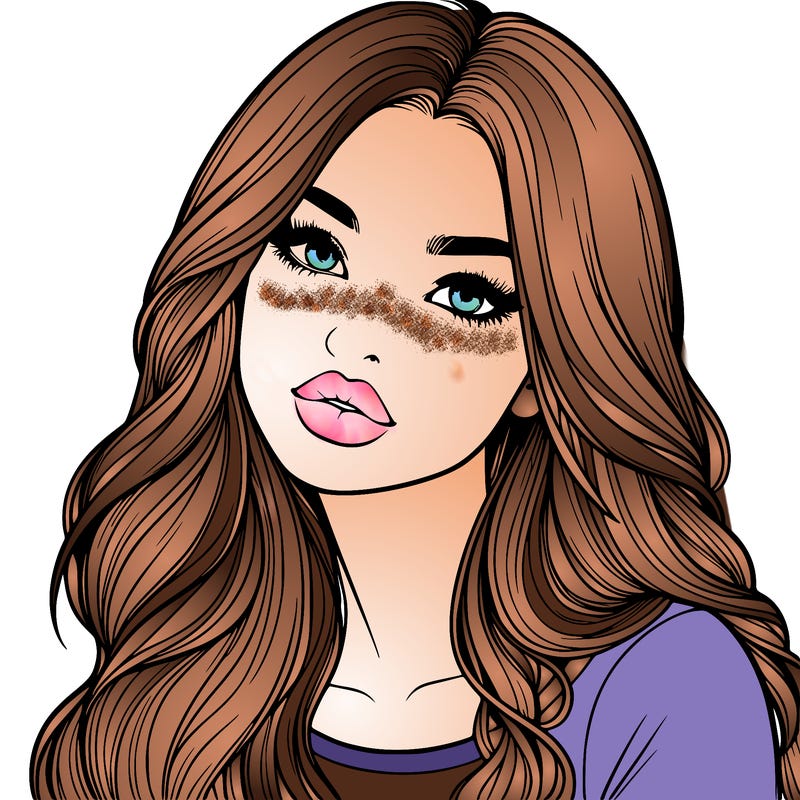 realistic girl with hair on her hair and lips