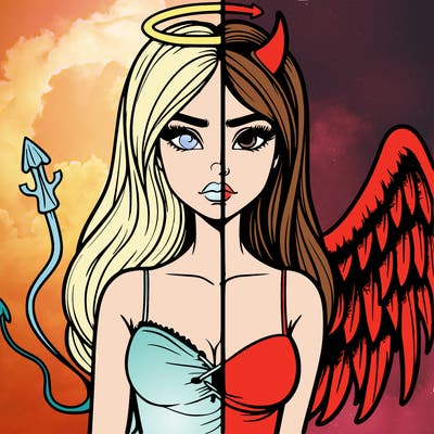 devil vs angel realistic girl