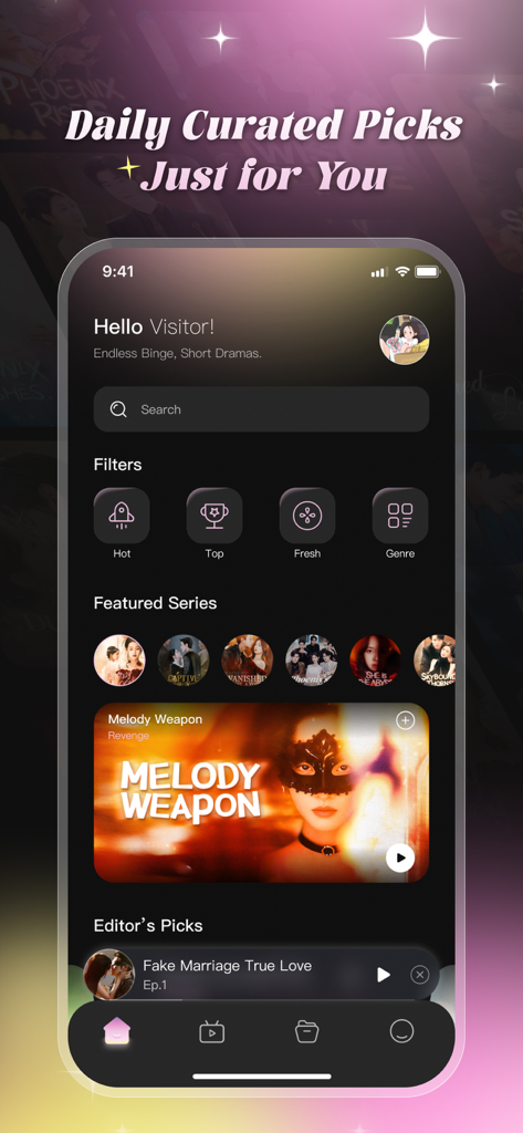 Nebuluxe - Nebuluxe app interface displaying a curated selection of short dramas and video content for relaxation