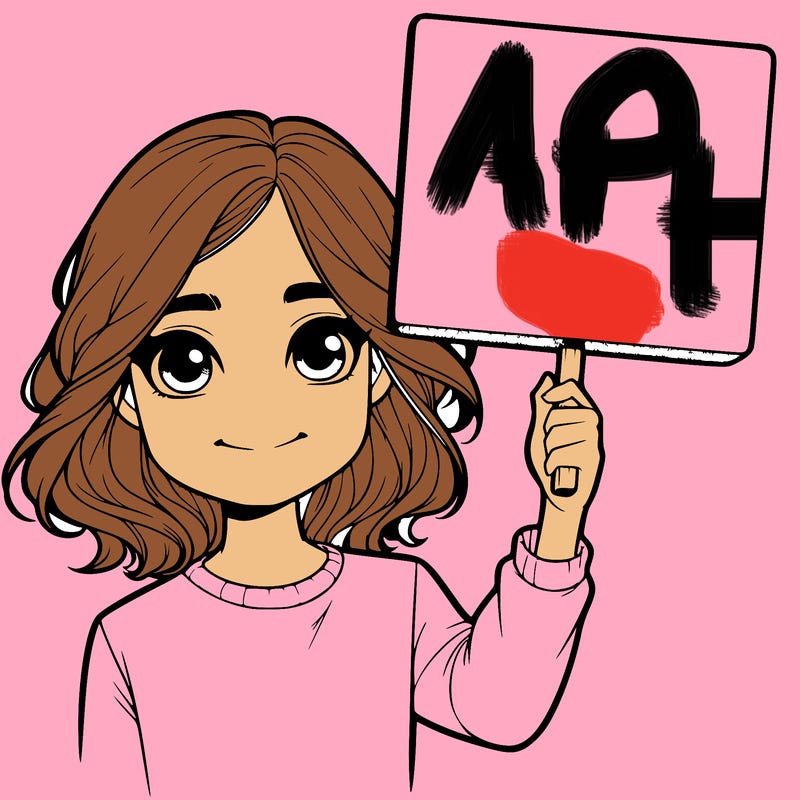 realistic girl holding up a sign