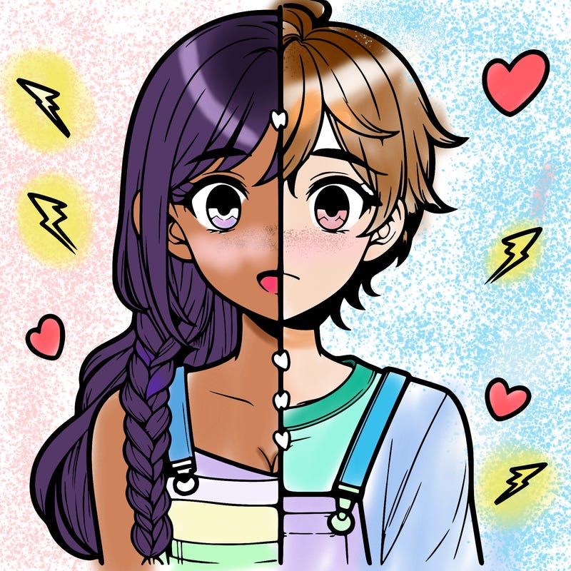 realistic girl boy split