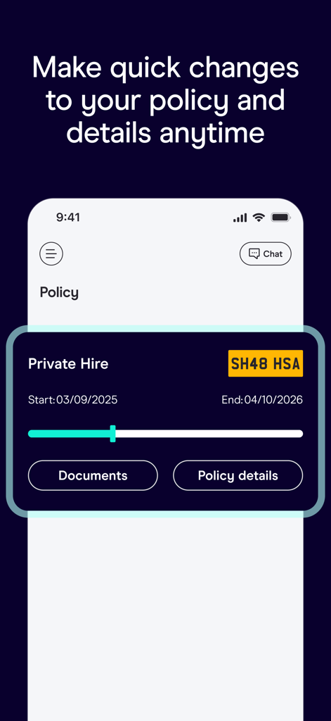 Zego Sense - Zego Sense app interface showing private hire insurance policy management and documents.