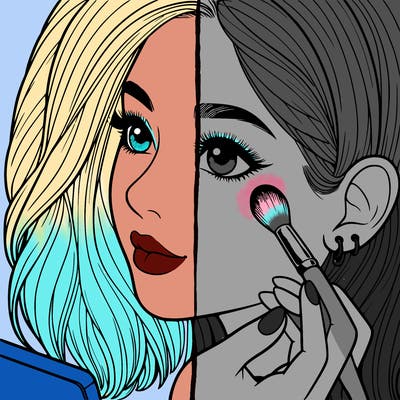 a realistic girl doing her makeup