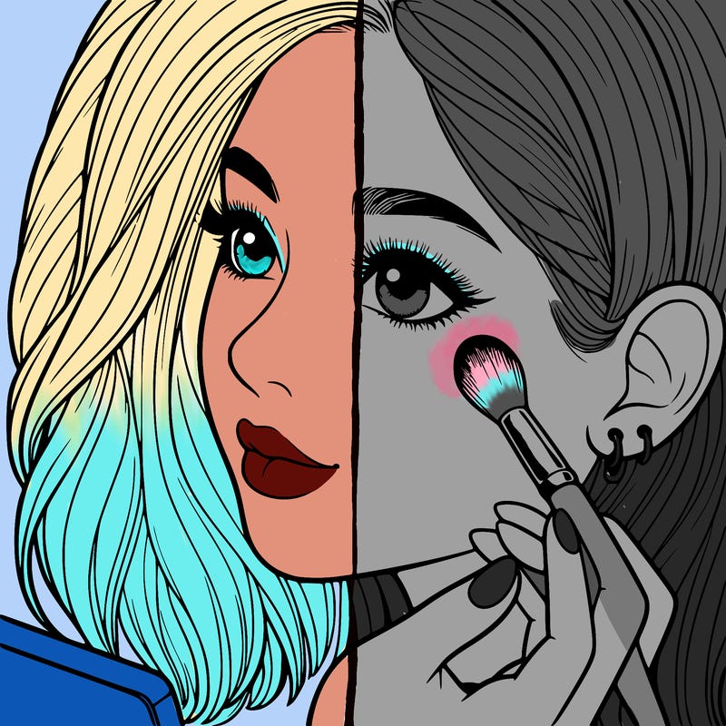 a realistic girl doing her makeup