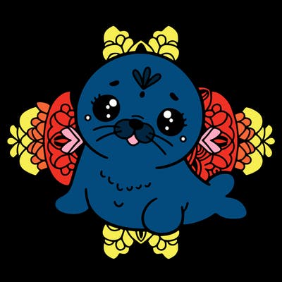 a cute baby seal mandala