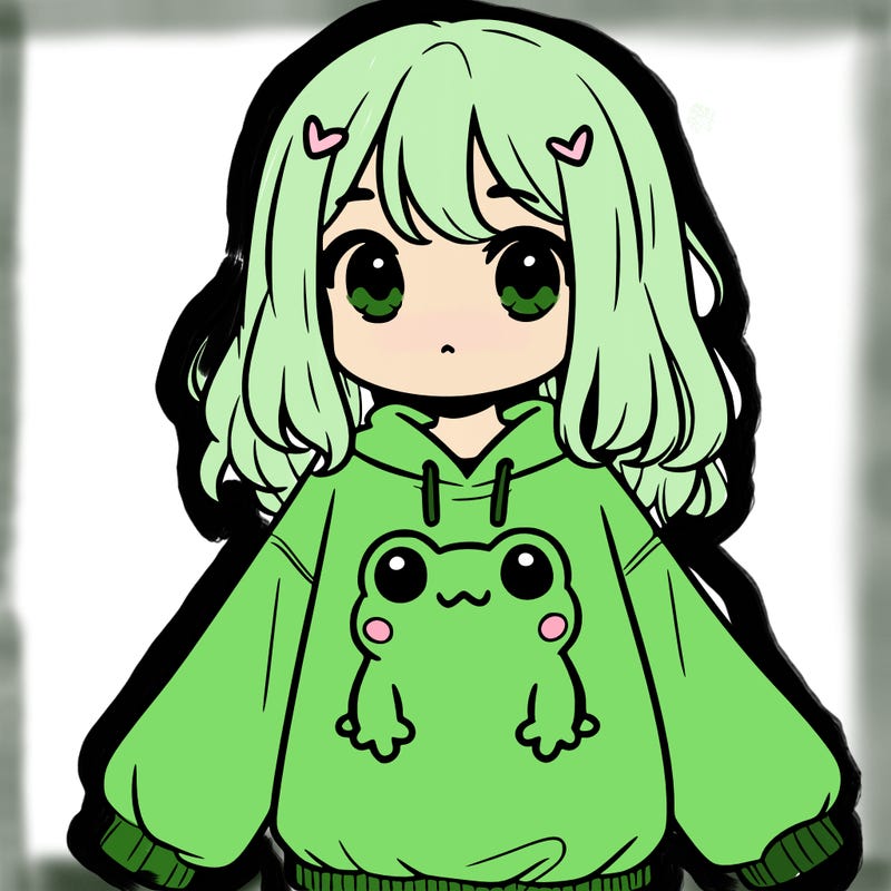 girl wearing frogging sweatshirt