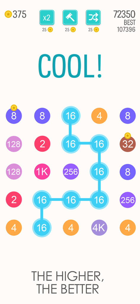 2 For 2 - Jogabilidade de 2 For 2 mostrando pontos numerados coloridos ligados numa sequência.