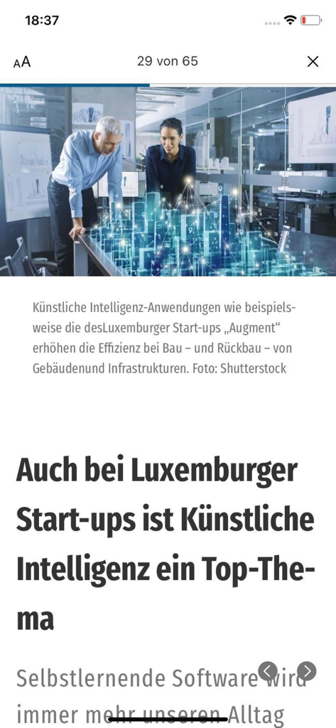 Wort E-Paper - Digitaler Nachrichtenartikel über künstliche Intelligenz in der Wort E-Paper App.