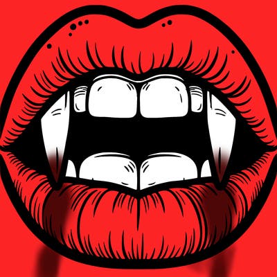 lips with vampire teeth