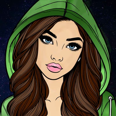 realistic beautiful girl with a hood on