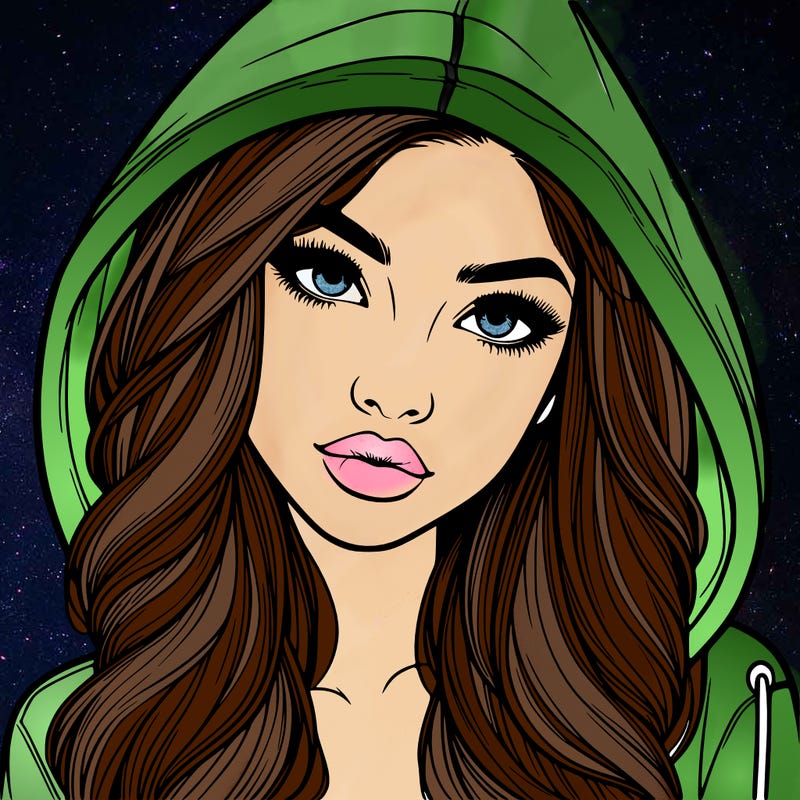 realistic beautiful girl with a hood on