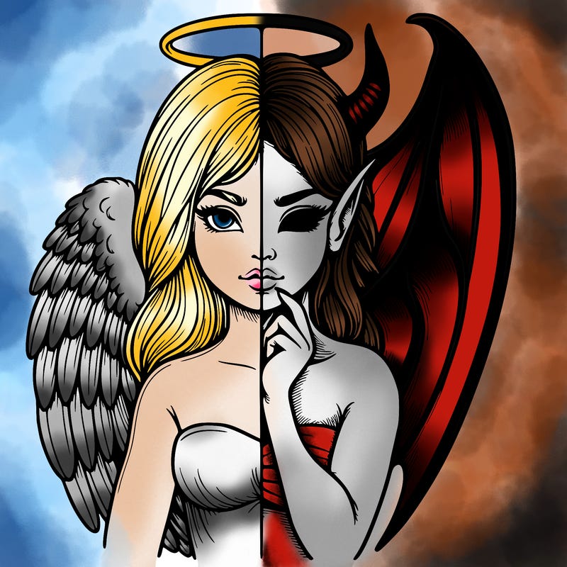 realistic angel half demon