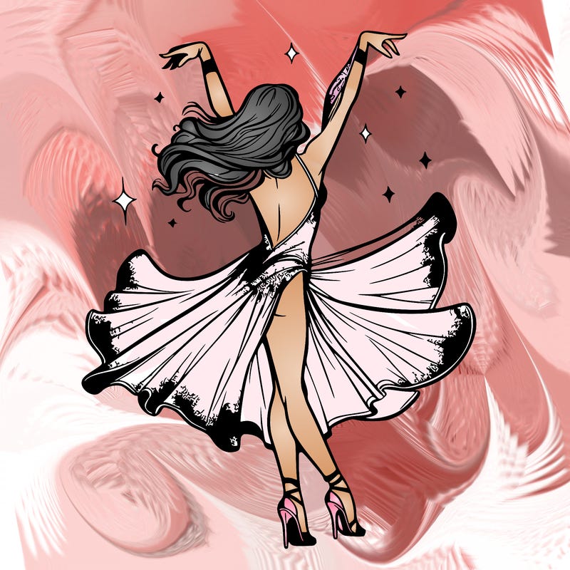 dancer dancing with a shimmery costume on realistic