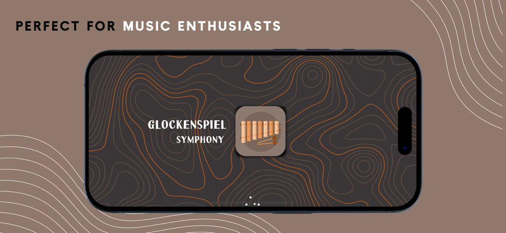 Glockenspiel - Real Sounds - グロッケンシュピール交響曲のロゴをフィーチャーした、音楽愛好家のためのグロッケンシュピールリアルサウンドモバイルアプリ画面。