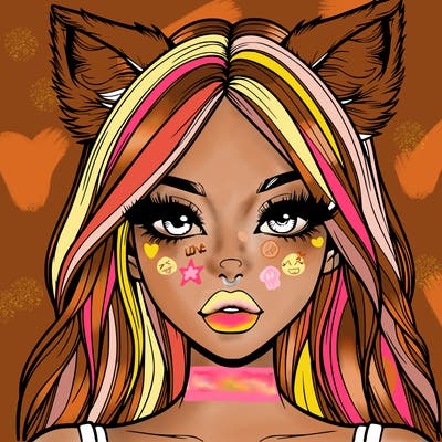 realistic girl with fox ears and realistic lips